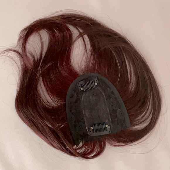 NWT auburn 100% human hair topper center parting dark brown red - Picture 15 of 16